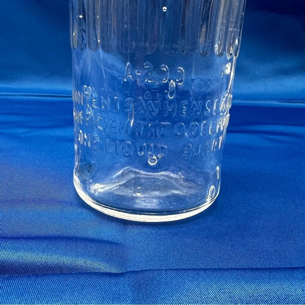 Vintage 18 inch Tiolene Motor Oil Clear Glass Bottle One Quart Rare (1)
